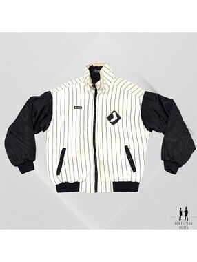 Chicago White Sox Columbia Pinstriped Bomber Jacket  VTG 90s Felco Reversible XL